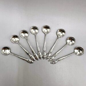 Westmoreland Enchanting Orchid Sterling Silver Salt Spoons Set 8 Art Nouveau